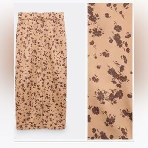 Zara satin maxi skirt gold copper